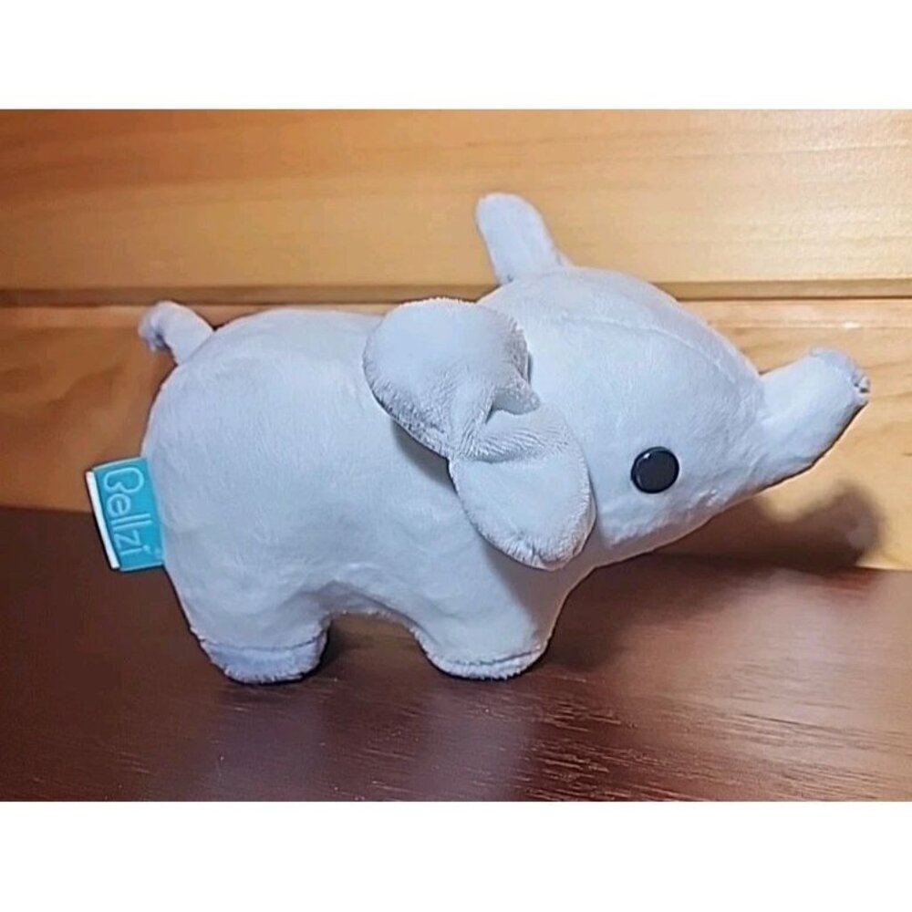 Bellzi the Elephant Light Gray Velour Soft 7in Plush Animal